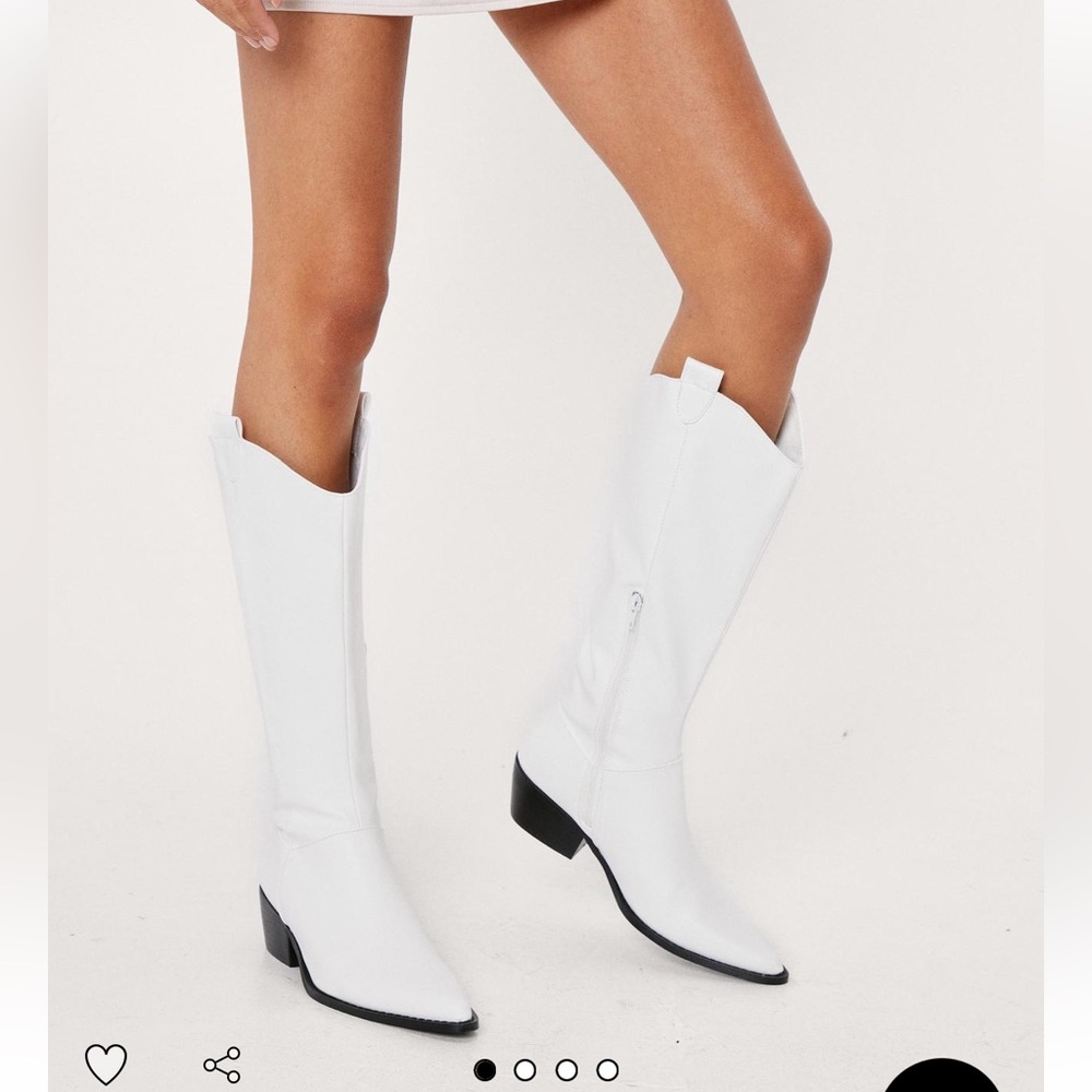 Nasty Gal faux leather white minimalist cowboy boots